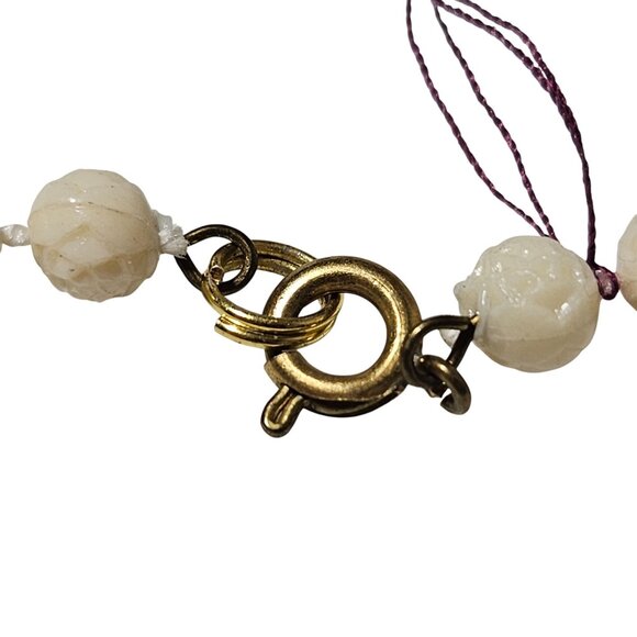 Vintage Carved Lucky Elephant Bead Necklace Gold Accents Fashion Jewelry Women - Picture 5 of 7